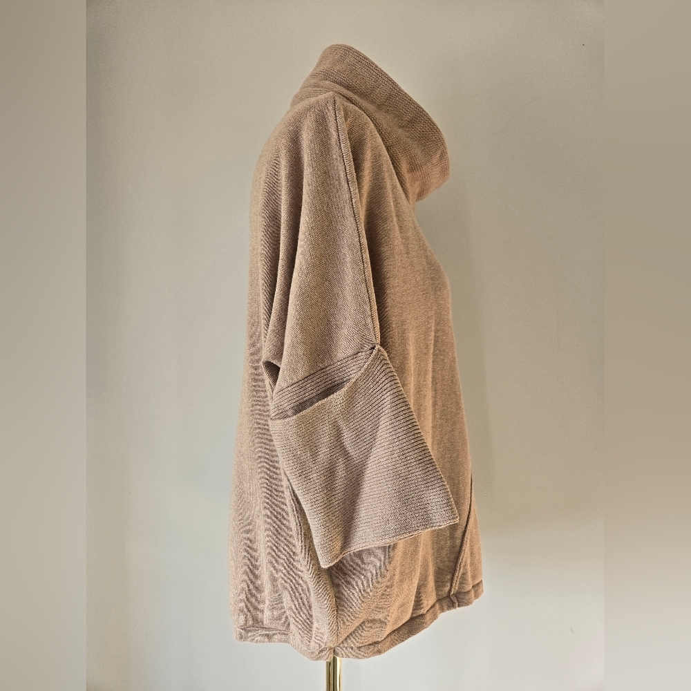 MARBLE Light Tan Cotton Cowl Neck Sweater with Faux Leather Buckles. Size Small - Picture 5 of 10